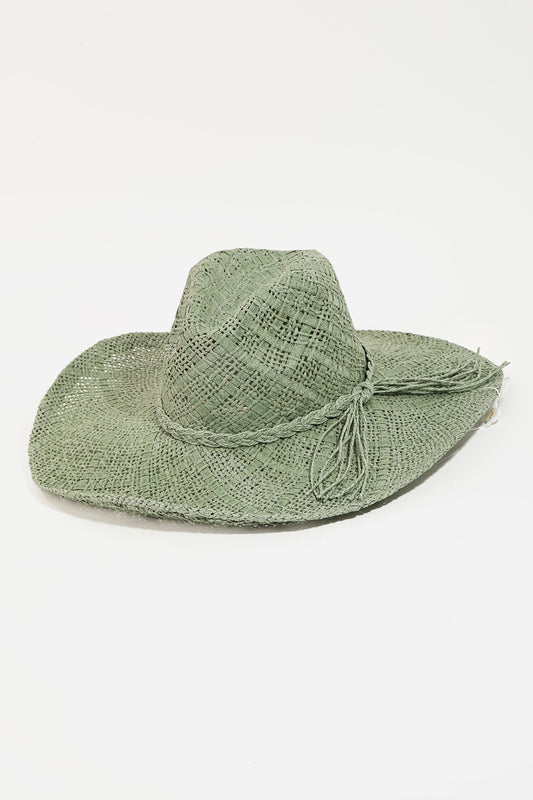 Braided Strap Wide Brim Hat