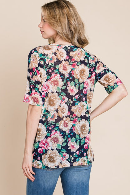 Floral Round Neck T-Shirt