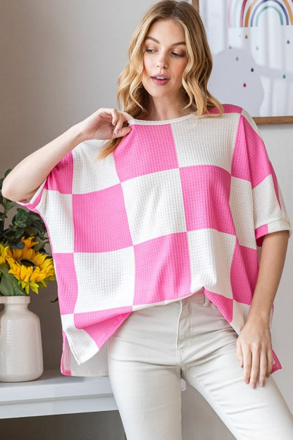 Checkered Waffle Oversized T-Shirt