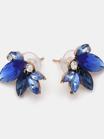 Alloy Rhinestone Flower Stud Earrings