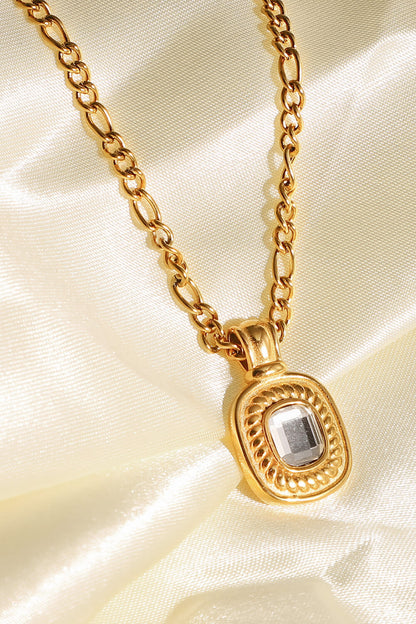 18K Gold Plated Inlaid Rhinestone Pendant Necklace