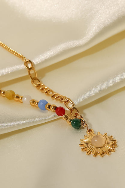 Opal Sun Shape Pendant Necklace