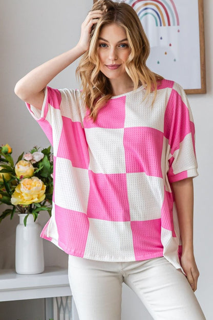 Checkered Waffle Oversized T-Shirt