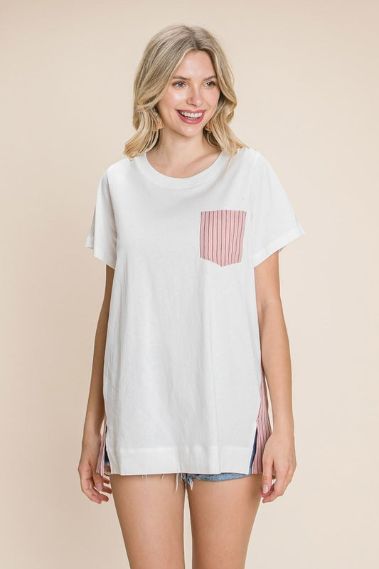 Contrast Striped Short Sleeve T-Shirt