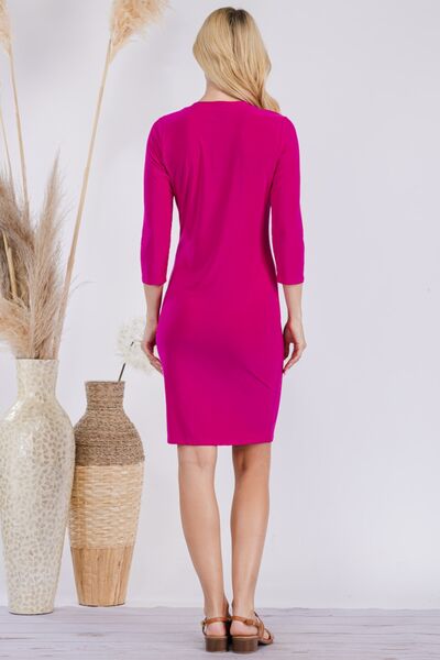 Full Size Round Neck Long Sleeve Slim Dress