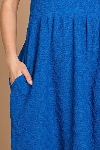 Texture Round Neck Short Sleeve Dress with Pockets – Dymora Inspirations