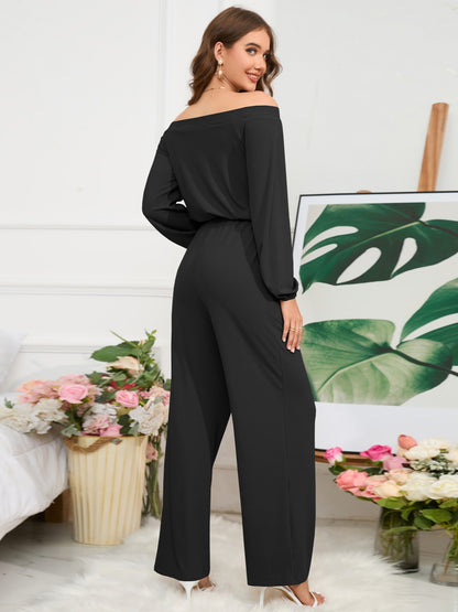 Off-Shoulder Straight Leg Jumpsuit