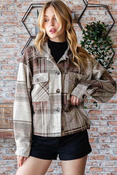 Plaid Button Up Long Sleeve Shacket